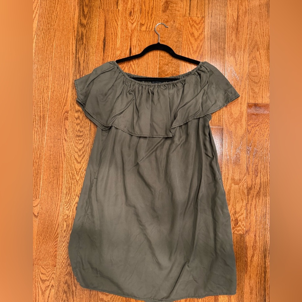 Sanctuary Stella Off-Shoulder Shift Dress Fatigue/ Olive Green Medium Nordstrom - Picture 2 of 4